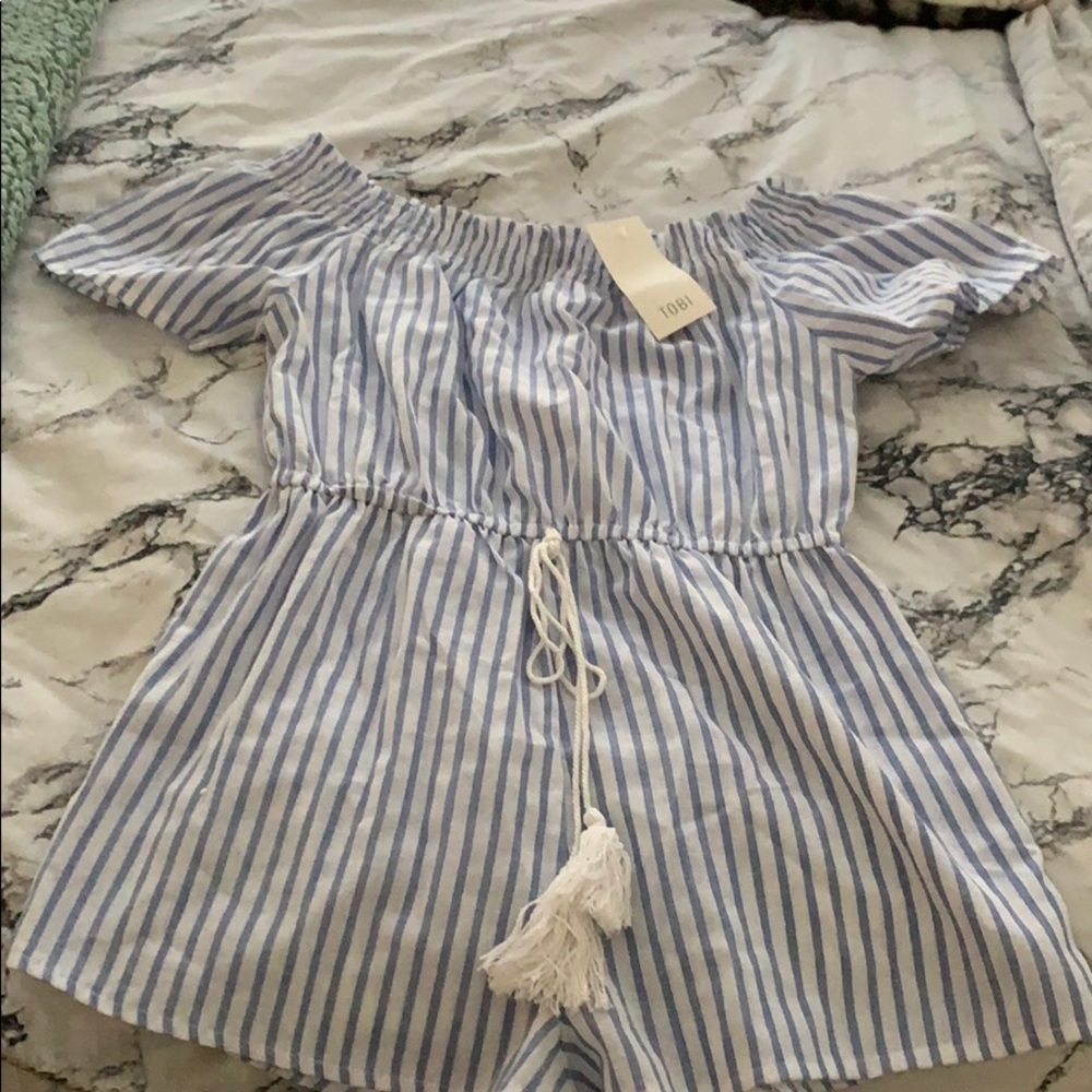 Blue and white striped romper - Tobi - NWT